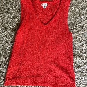 J. Crew Factory Bright Red V-Neck Sleeveless Sweater